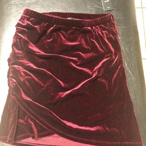 Velvet wine color mini skirt lulus brand